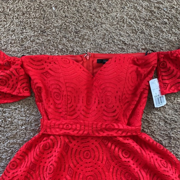 NWT Forever 21 Off The Shoulder Red Lace Dress - Picture 2 of 6